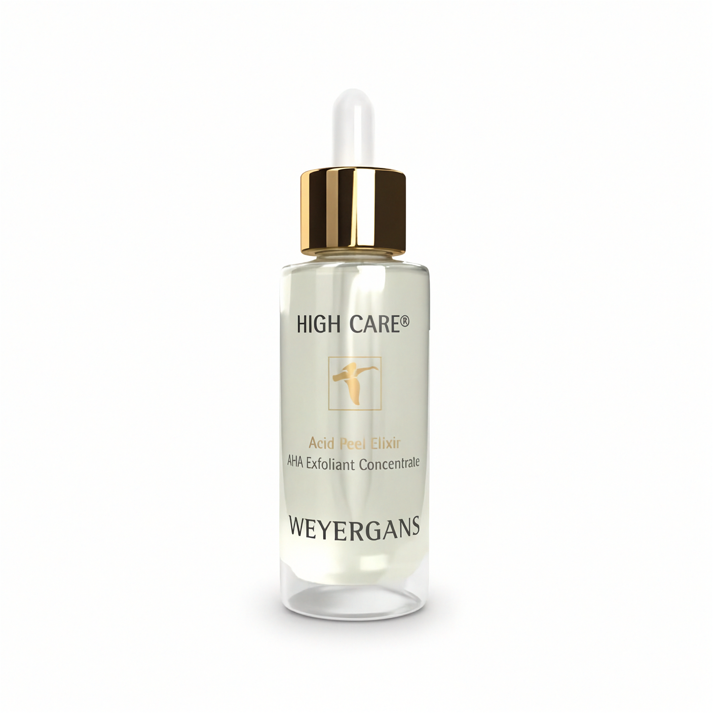 Flacone di siero per la cura della pelle Weyergans High Care su sfondo bianco.