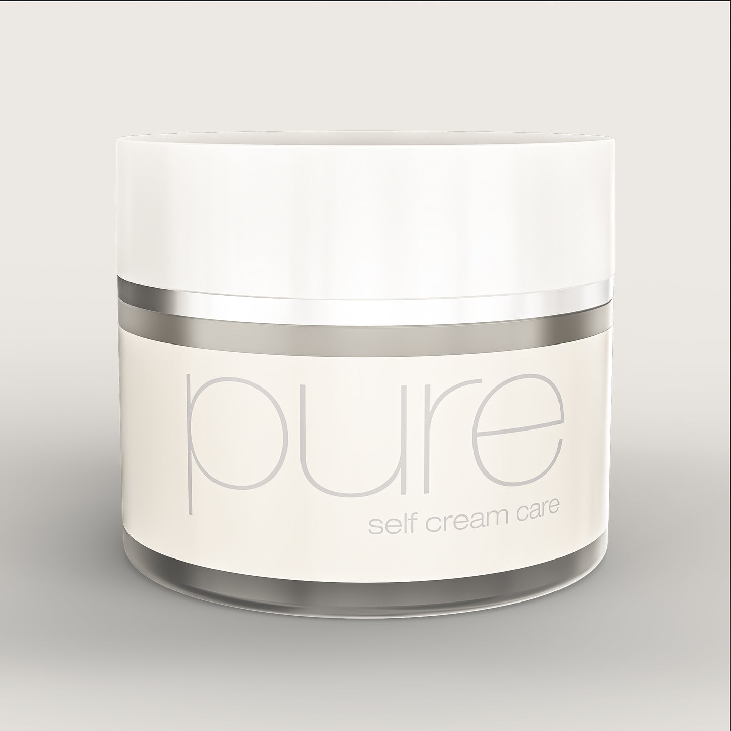 Vasetto di Crema Pure Self Cream Weyergans High Care su sfondo beige.