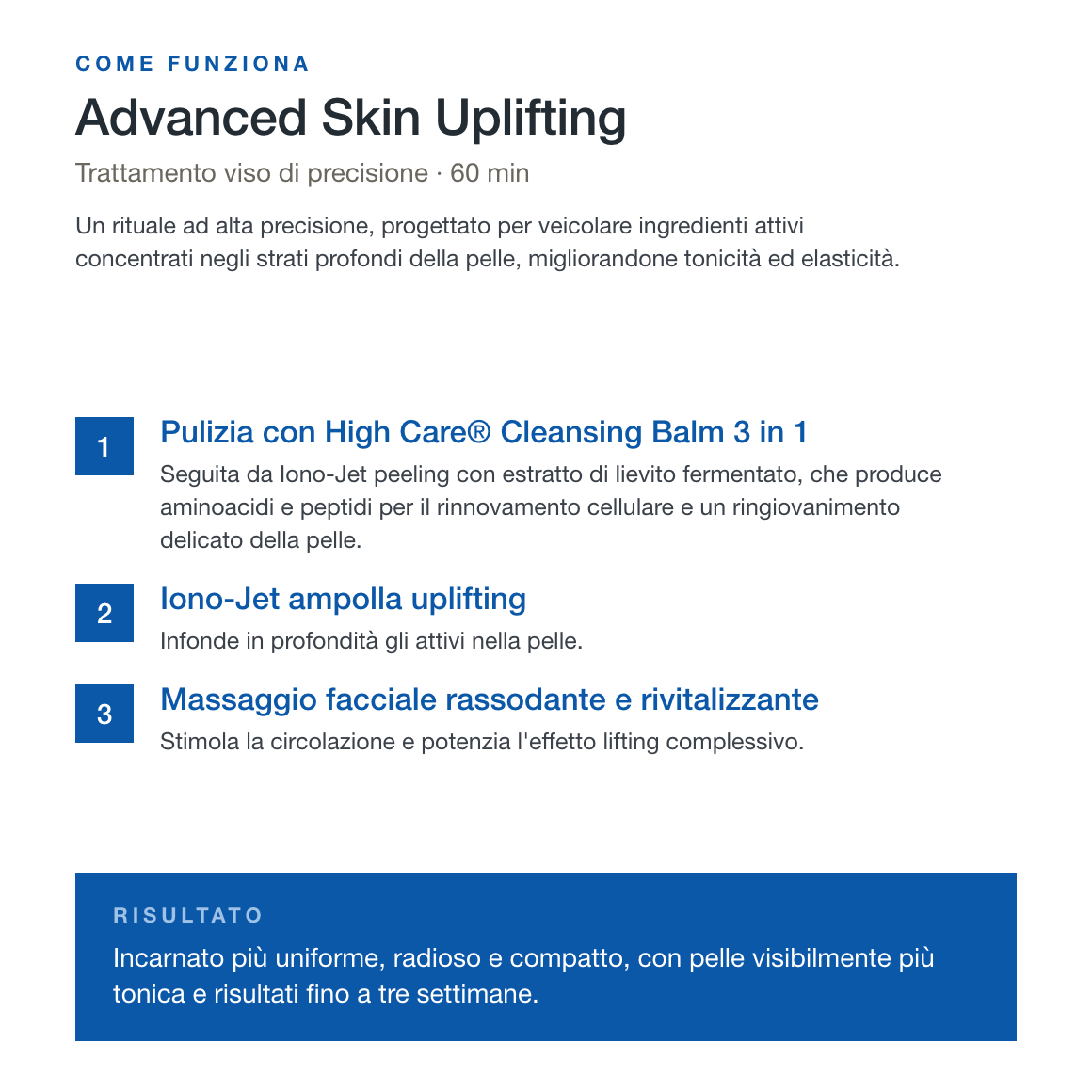 ADVANCED SKIN UPLIFTING · Viso Rassodante con Iono-Jet®