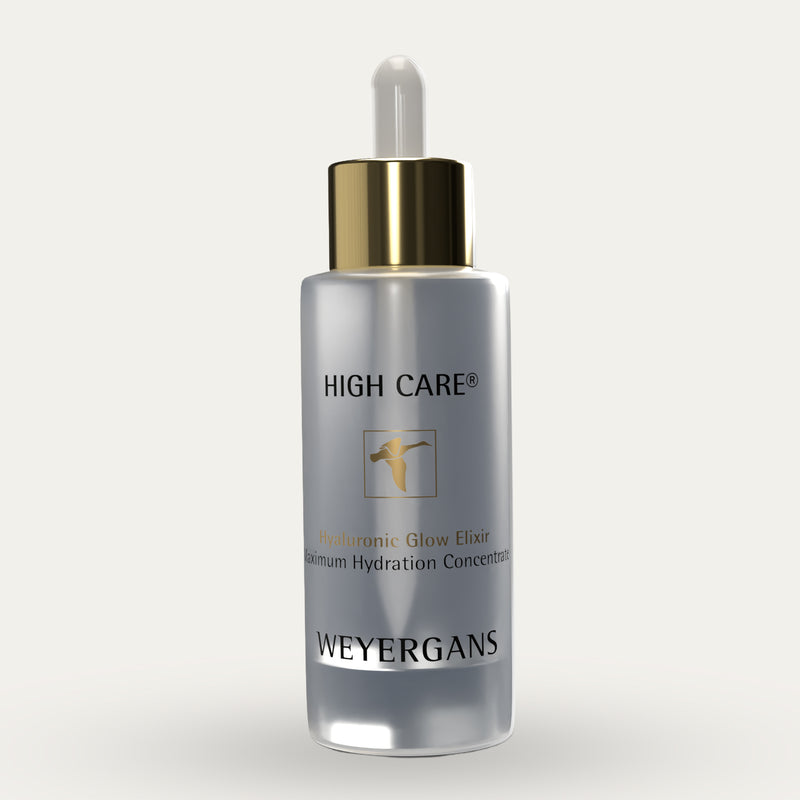 Flacone di siero Weyergans High Care su sfondo beige.
