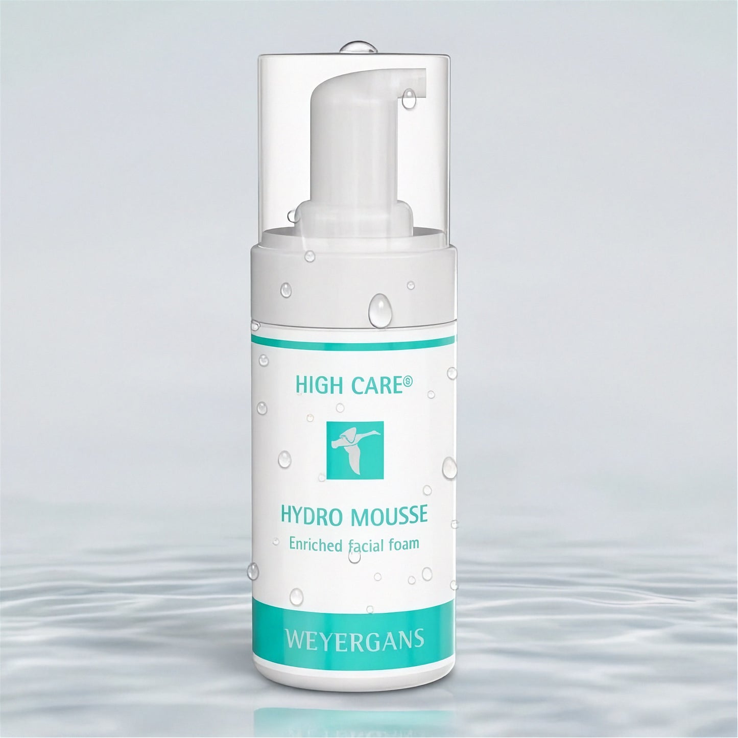 Dettaglio texture Hydro Mousse Weyergans High Care su sfondo bianco.