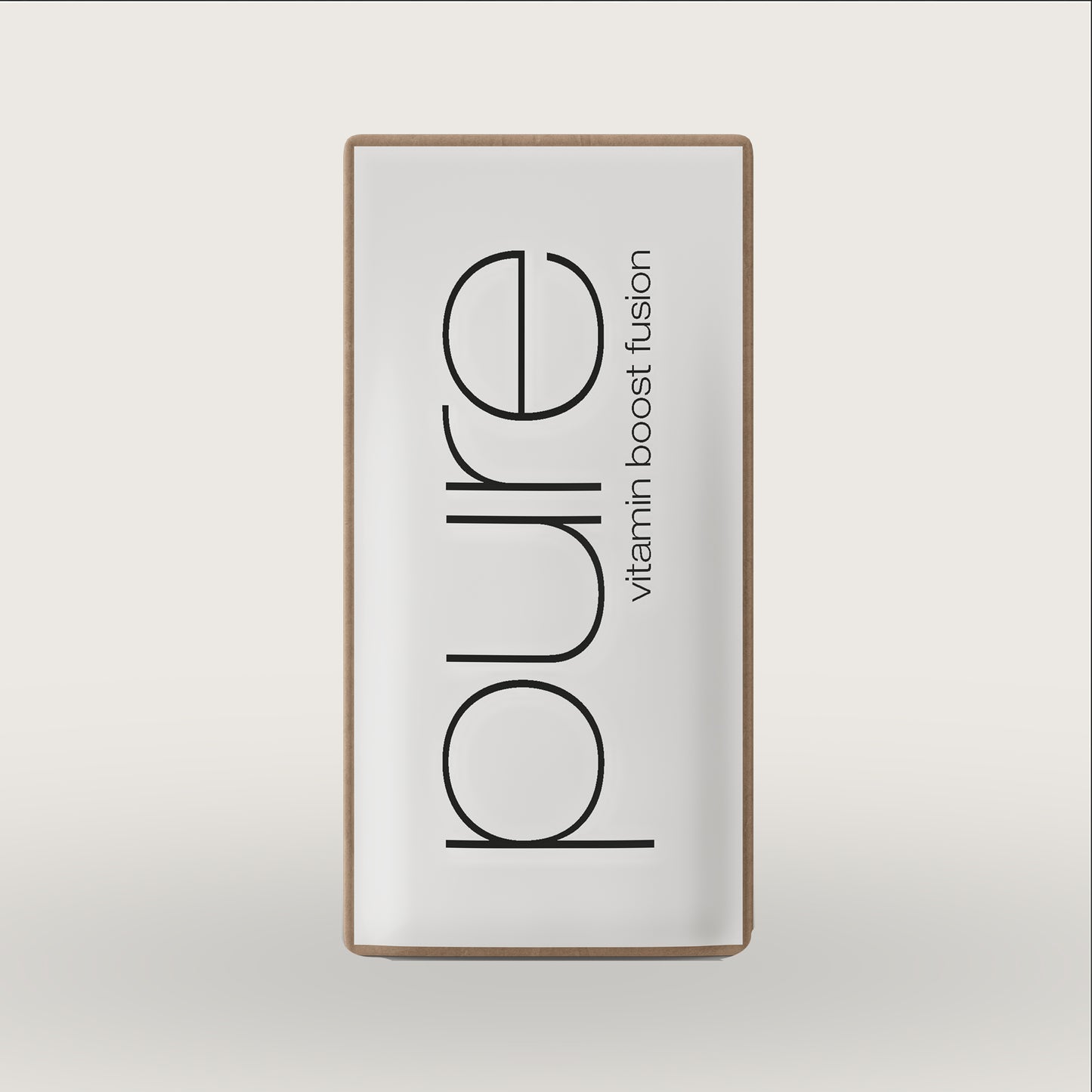 Bustina del prodotto pure Vitamin boost fusion su sfondo beige.