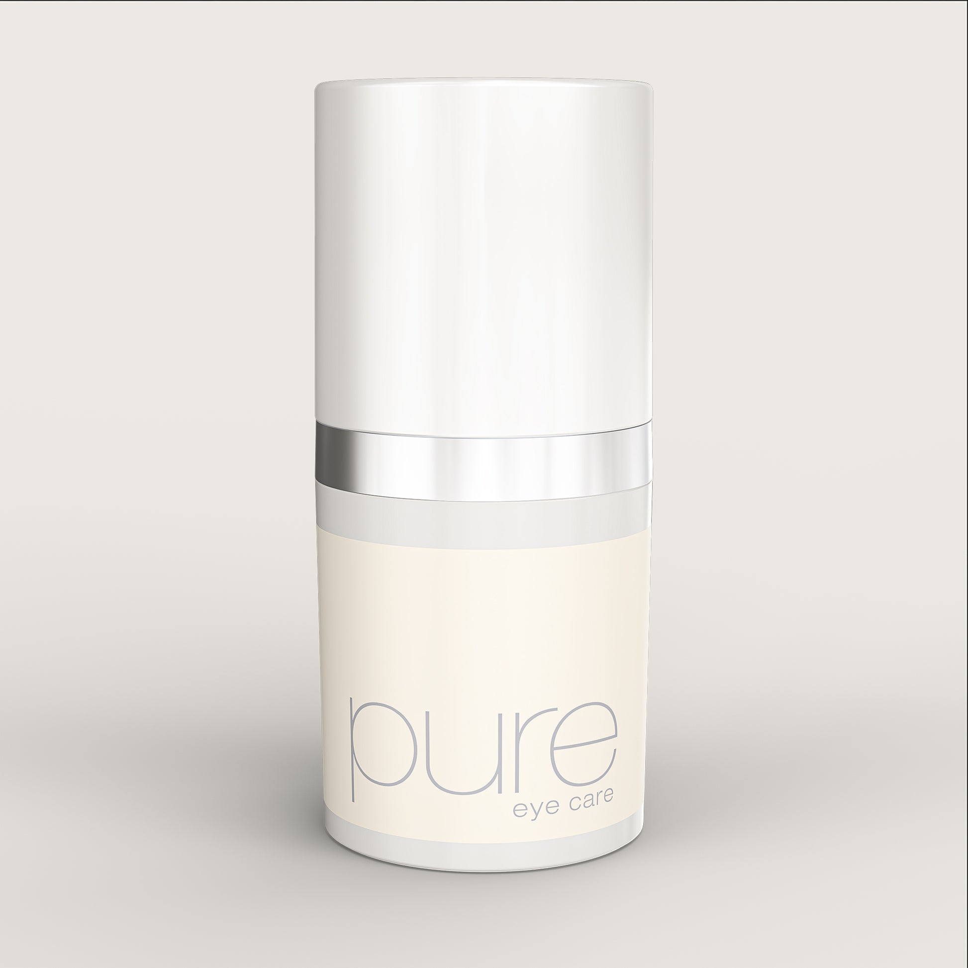 Flacone di Pure Eye Weyergans High Care su sfondo beige.