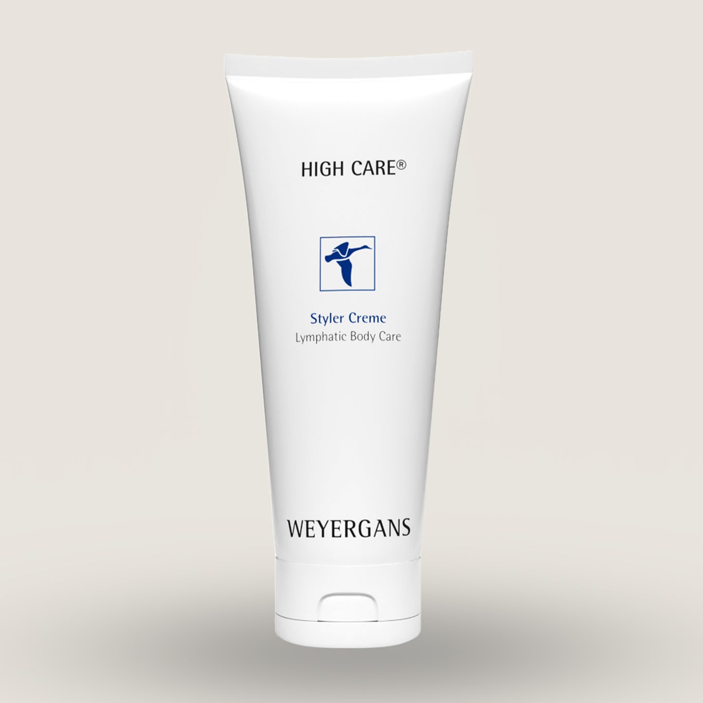 Flacone di Styler Creme Weyergans High Care su sfondo beige.