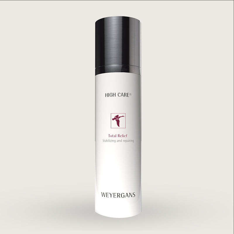 Bottiglia Weyergans High Care Total Relief per la cura della pelle.