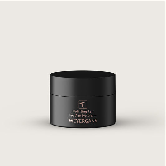 Vasetto di Uplifting Eye Weyergans High Care su sfondo beige.