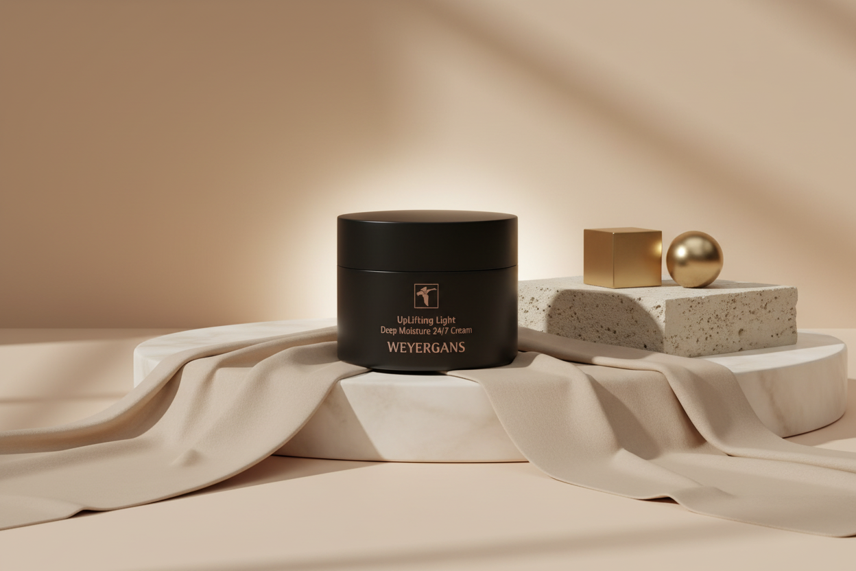 Dettaglio texture Uplifting Light Weyergans High Care su sfondo bianco.