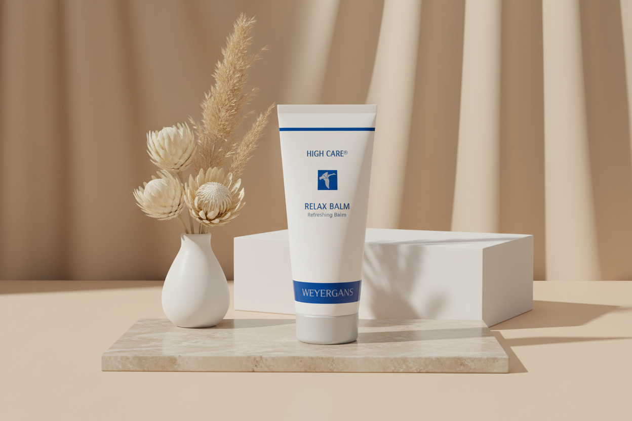 Dettaglio texture Relax Balm Weyergans High Care su sfondo bianco.