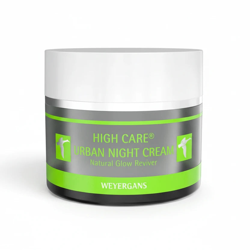 Vasetto di crema notte High Care Urban di Weyergans su sfondo bianco.